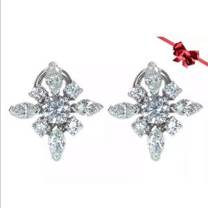 18K Gold Marquise Diamond Clip On Earrings 3.00 CT